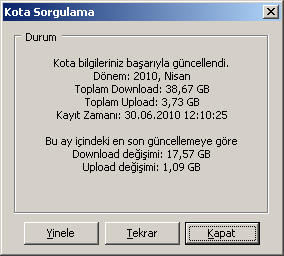 Ey DSL! 3 TTNet Sürümünde Kota Sorgulama Hatası